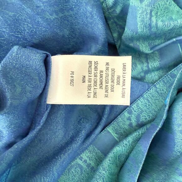 Robert Graham Woven Button Front Short Sleeve Shirt Teal Paisley Jacquard M - Picture 7 of 8